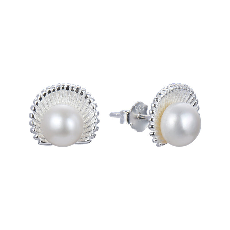 Zarcillos Stud Conchiglie e Perle
