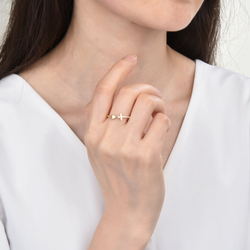Anillo D'oro Croce e Cuore