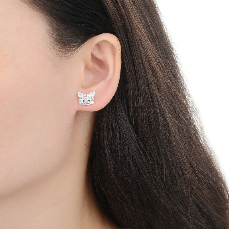 Zarcillos Stud Gatto Multicolore