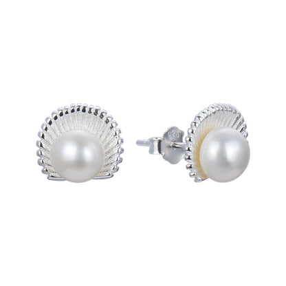Zarcillos Stud Conchiglie e Perle