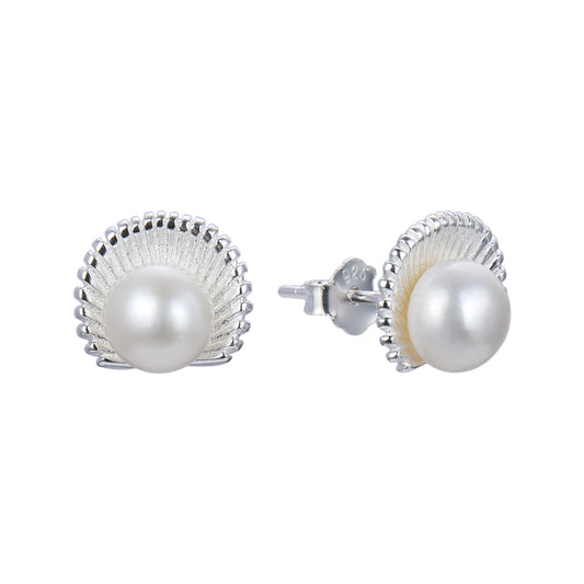 Zarcillos Stud Conchiglie e Perle
