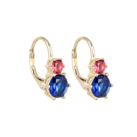 Zarcillos D'oro Cristalli Blu e Rosa