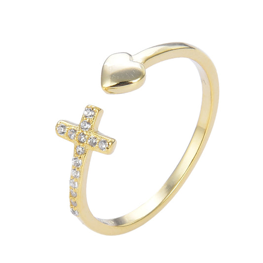 Anillo D'oro Croce e Cuore