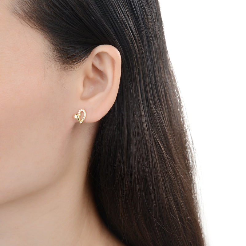 Zarcillos Stud D'oro Mezzo Cuore