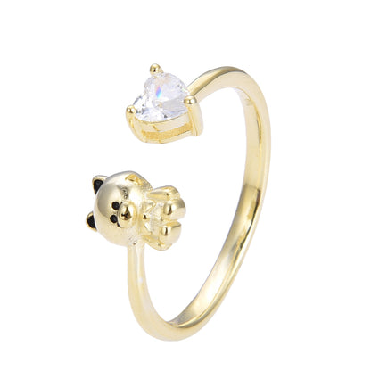 Anillo D'oro Orso e Cuore