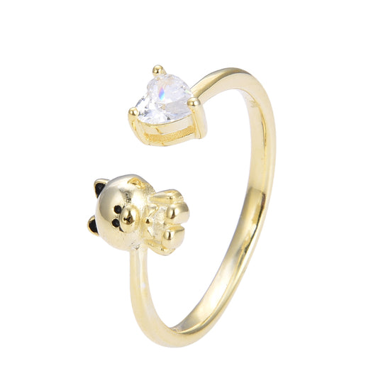 Anillo D'oro Orso e Cuore