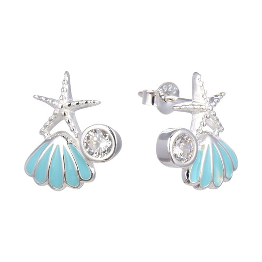 Zarcillos Stud Stella e Conchiglia